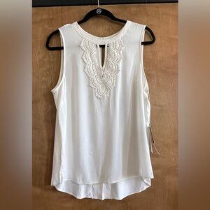 Daniel Rainn Cream Embellished Sleeveless Tunic
